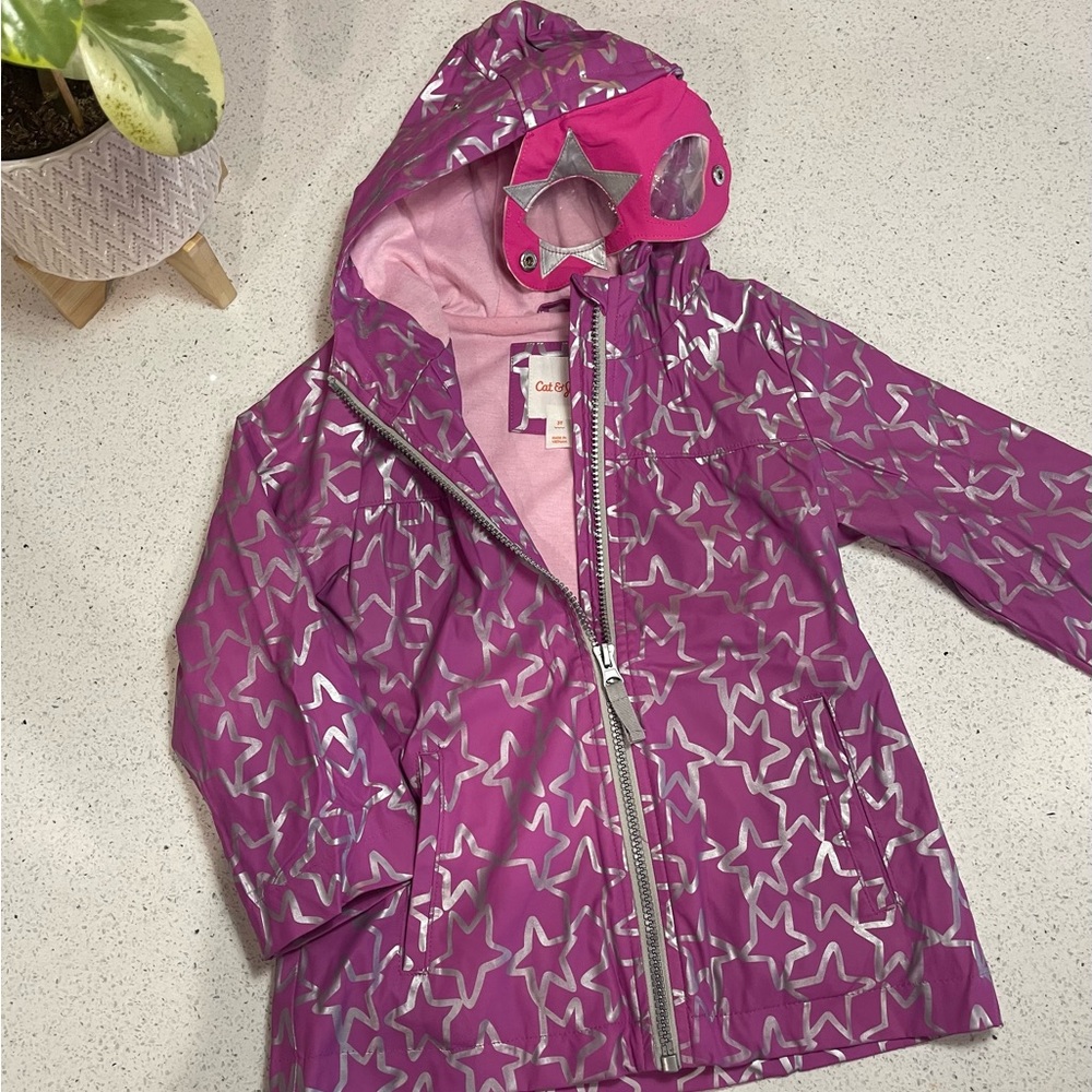 EUC: Cat & Jack Super Hero Rain Jacket with Mask